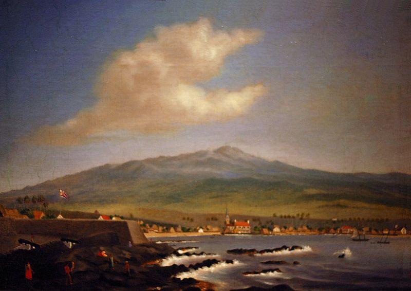 James Gay Sawkins Kailua-Kona with Hualalai, Hulihee Palace and Church Germany oil painting art